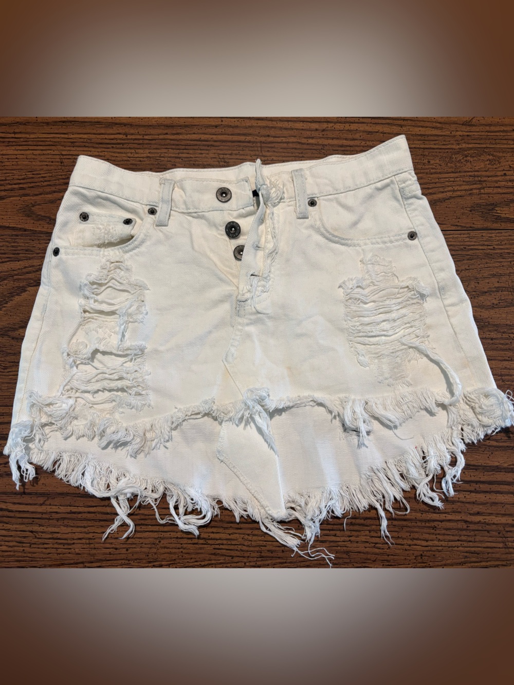 Carmar White Distressed Frayed Denim Skirt